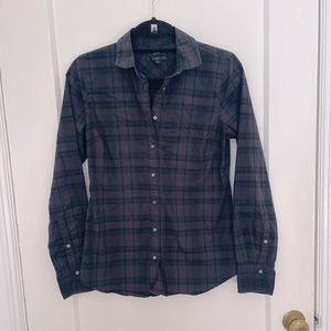 J Crew Black Watch plaid button down shirt